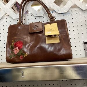 Patricia Nash Rienzo Satchel Shoulder Bag, Garden Embroidery, Color Brown NWT